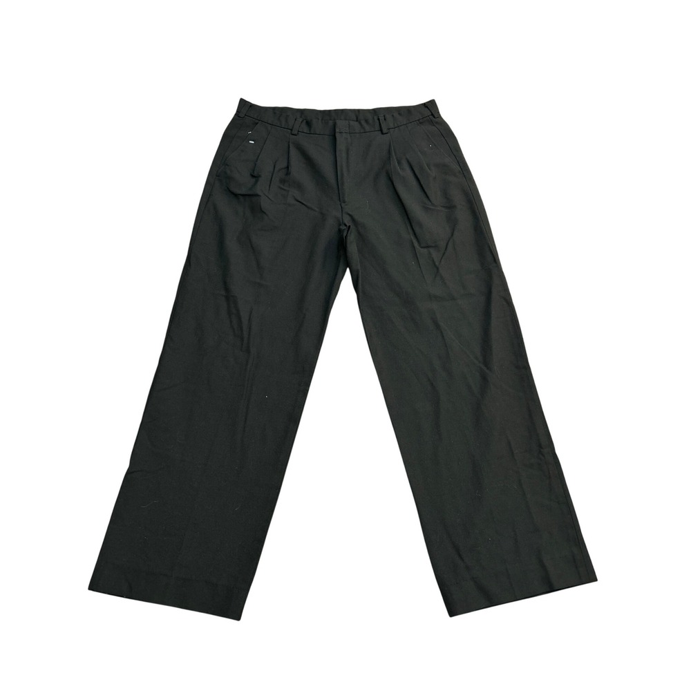 Vintage Pleated Trousers Mens 37x29 Black Excellent Wide Leg Dress Pants